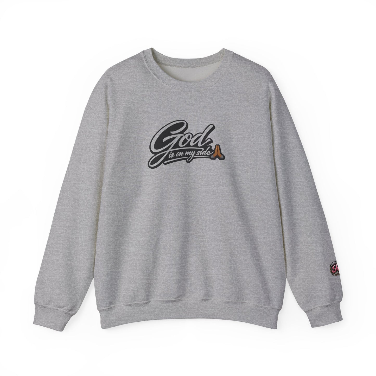 Crewneck Sweatshirt — "God Is On My Side" Faith Script Logo