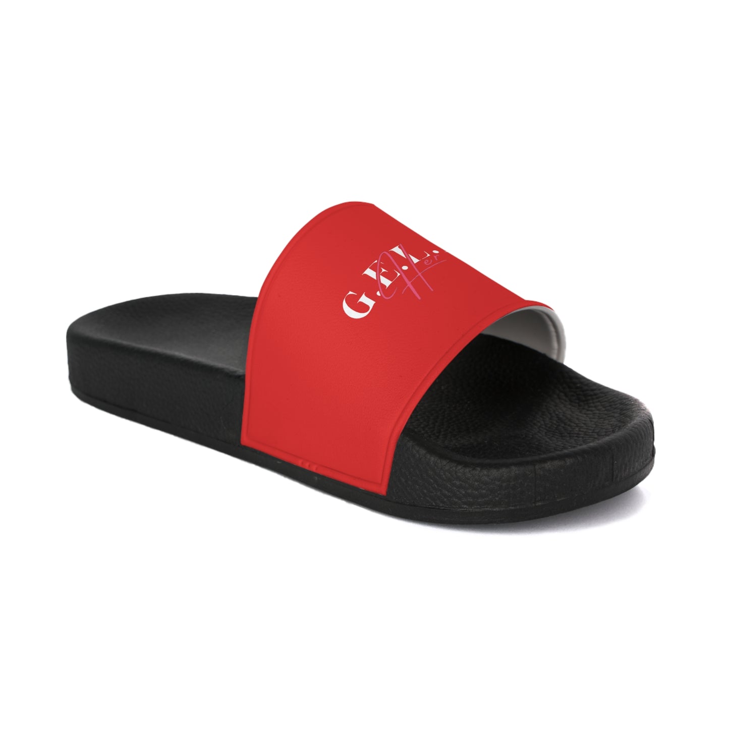 Slide Sandals — Red 'G.E.L.A' Logo Slides for Women