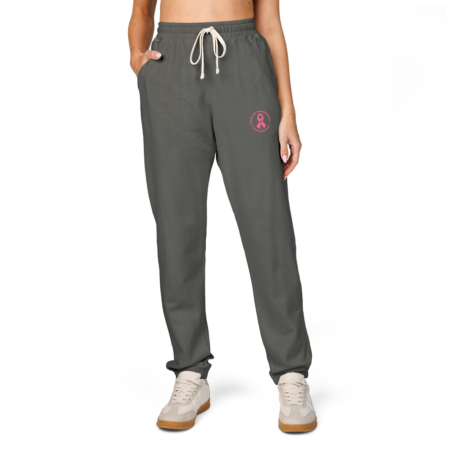 Embroidered Pink Ribbon Joggers — Cancer Awareness Sweatpants