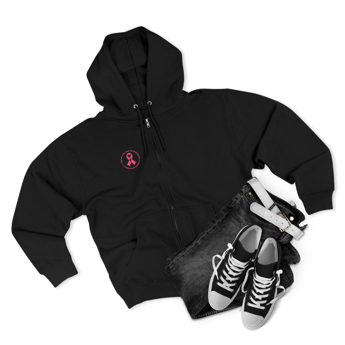 Zip Hoodie — Pink Ribbon Cancer Awareness Support Hoodie