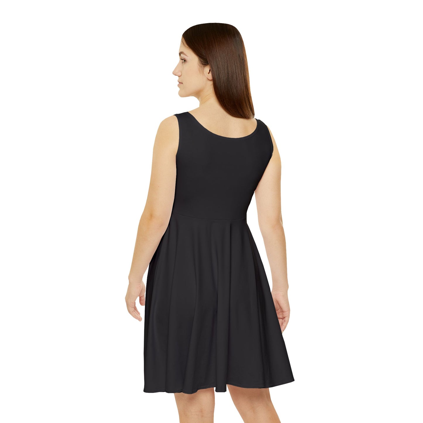 Women's Skater Sun Dress - Minimal Black AOP Casual Dress