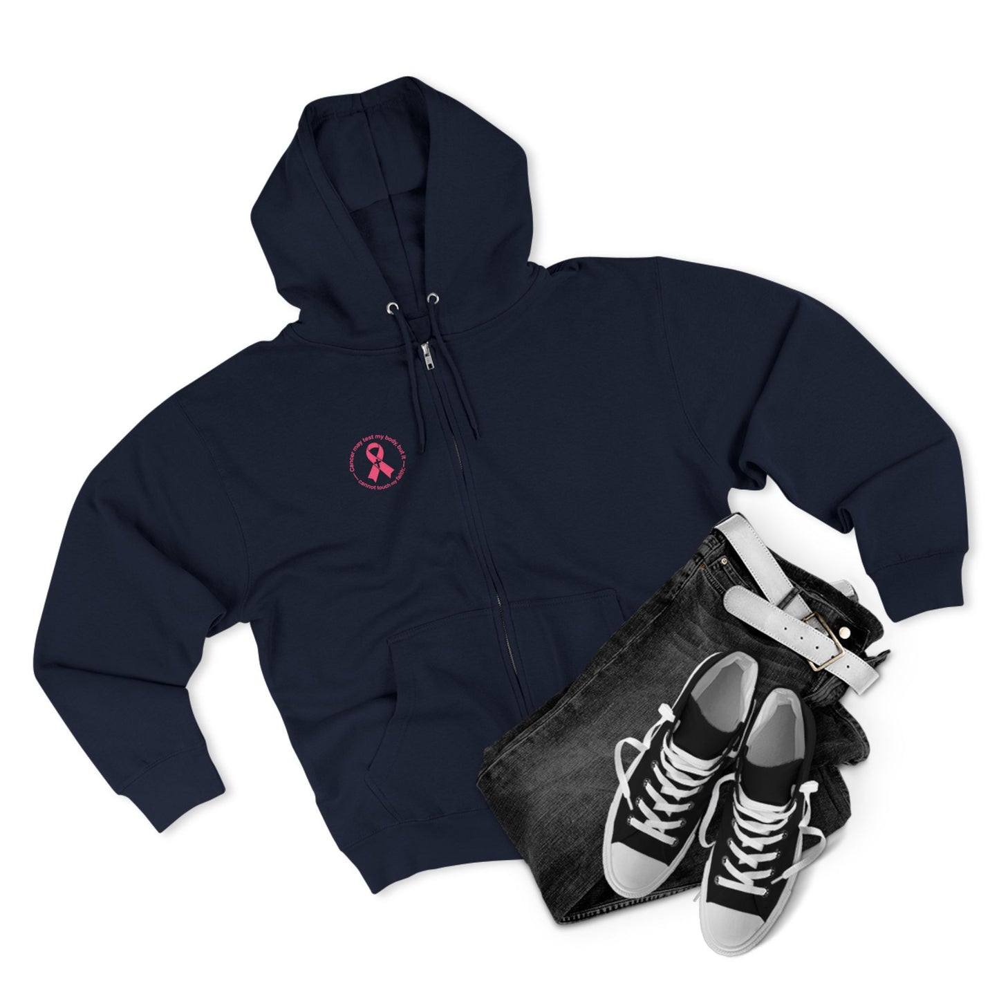 Zip Hoodie — Pink Ribbon Cancer Awareness Support Hoodie