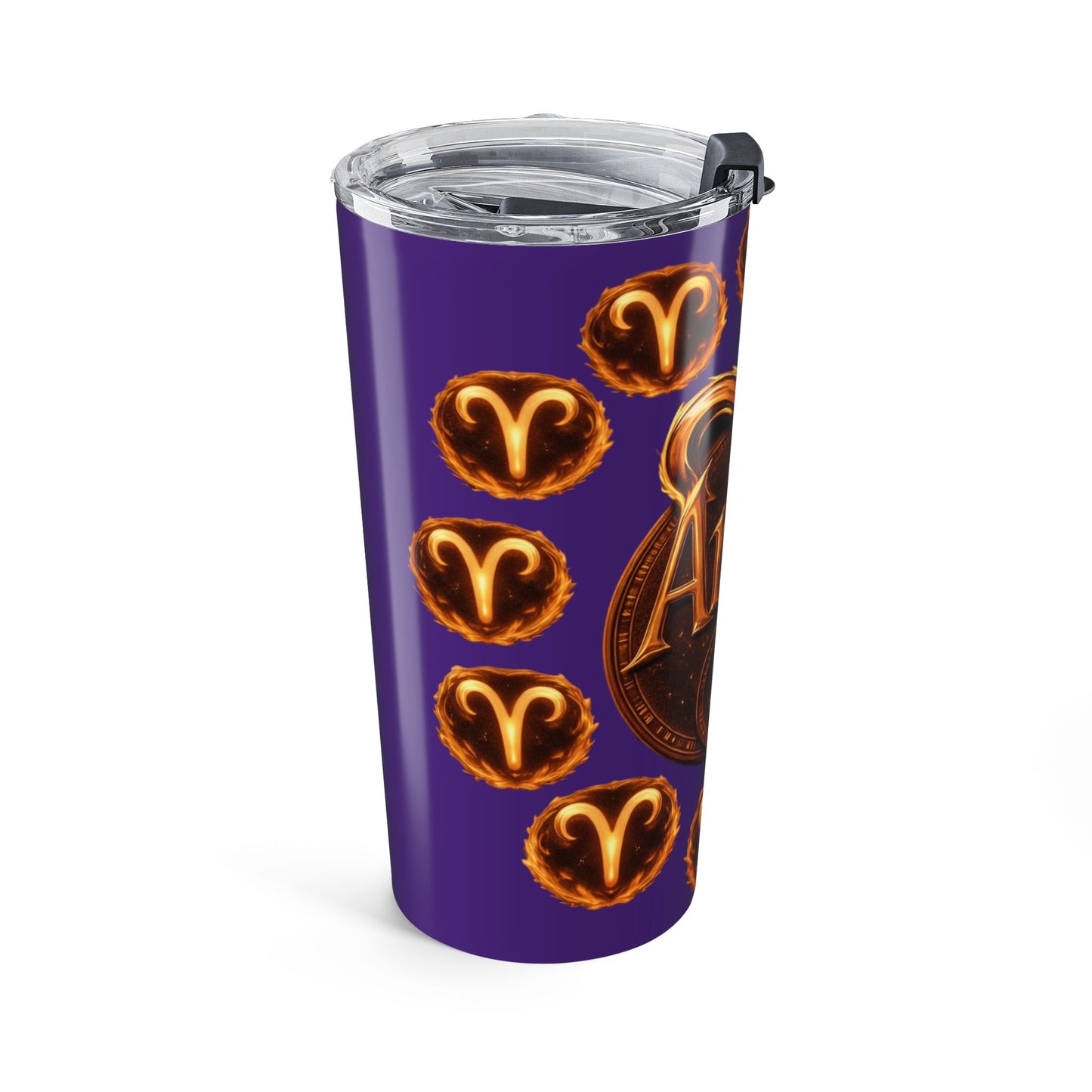 Aries Zodiac 20oz Tumbler — Purple Fire Ram Astrology Travel Mug