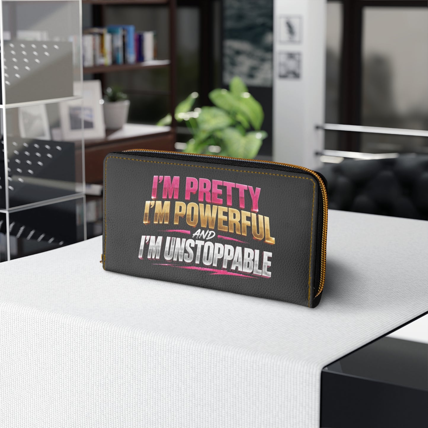 Inspirational Zipper Wallet — "I’m Pretty, I’m Powerful, I’m Unstoppable" / "I’m Healing & Hustling"