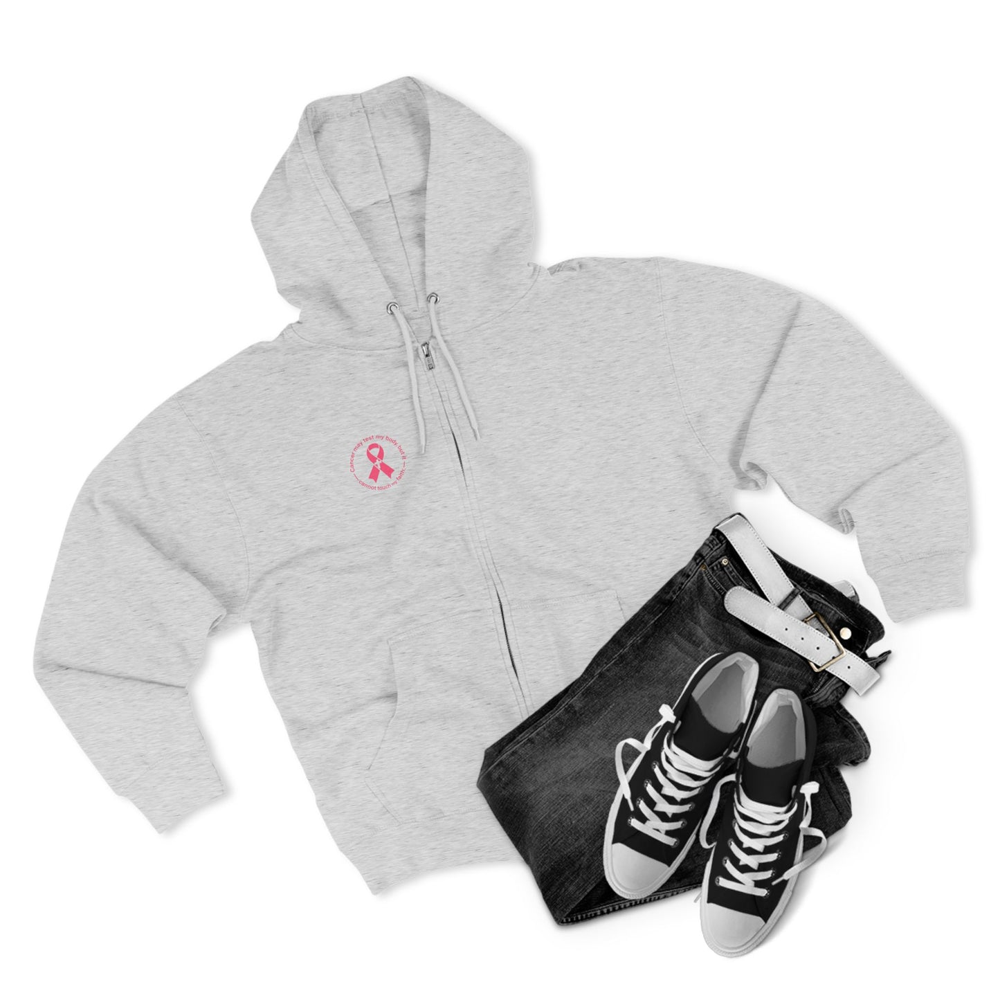 Zip Hoodie — Pink Ribbon Cancer Awareness Support Hoodie