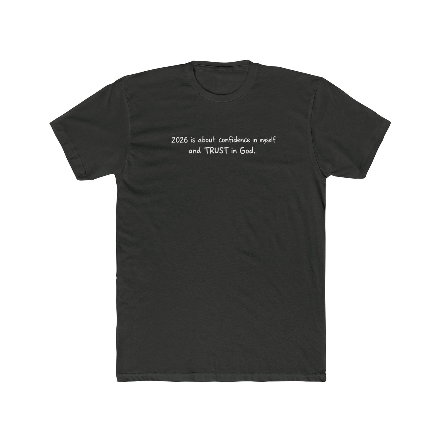 Faith Quote Tee — "Zero is about confidence a noun? and TRUST in God." Cotton Crew