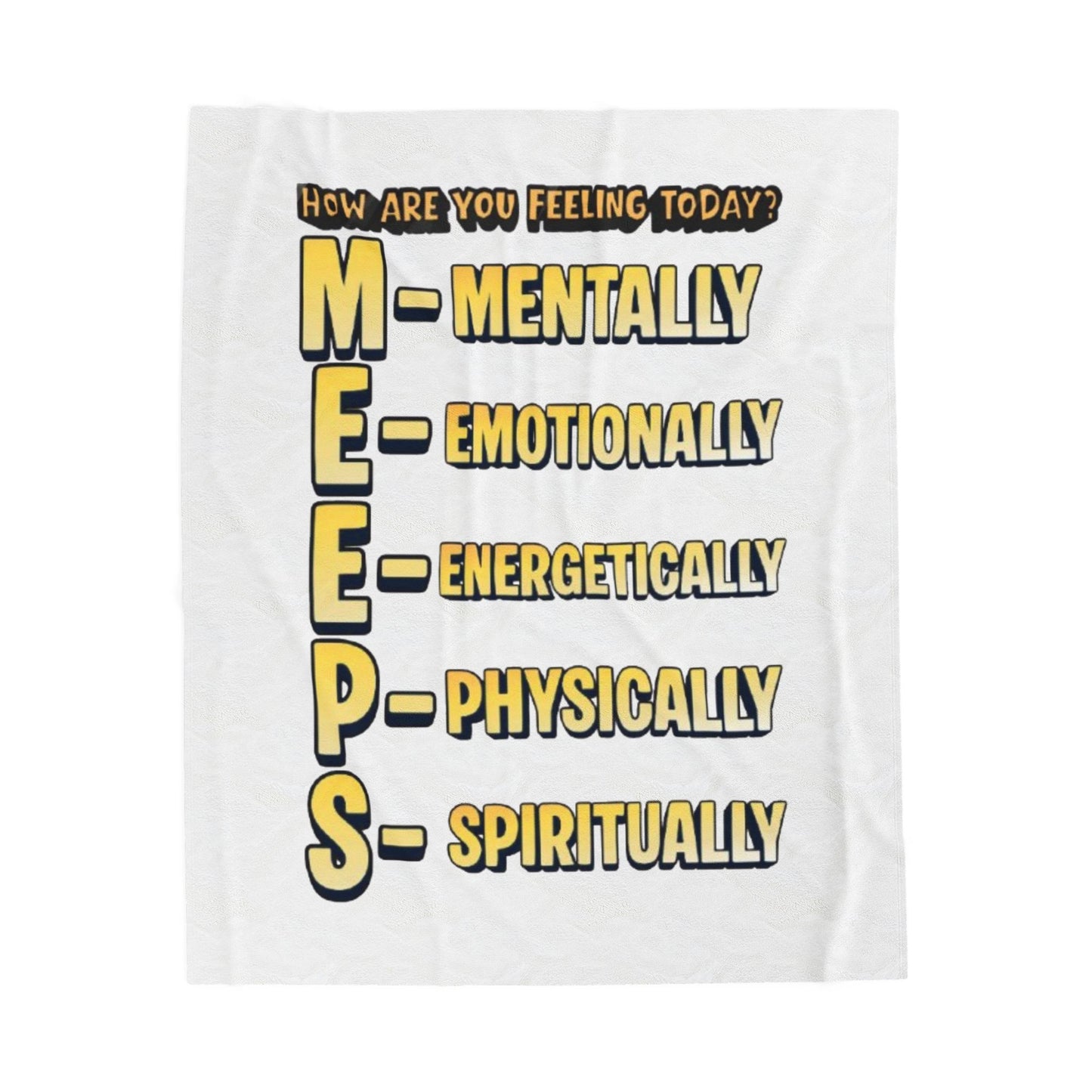 Velveteen Blanket – “How Are You Feeling Today? MEEPS” Mental Wellness Plush Throw