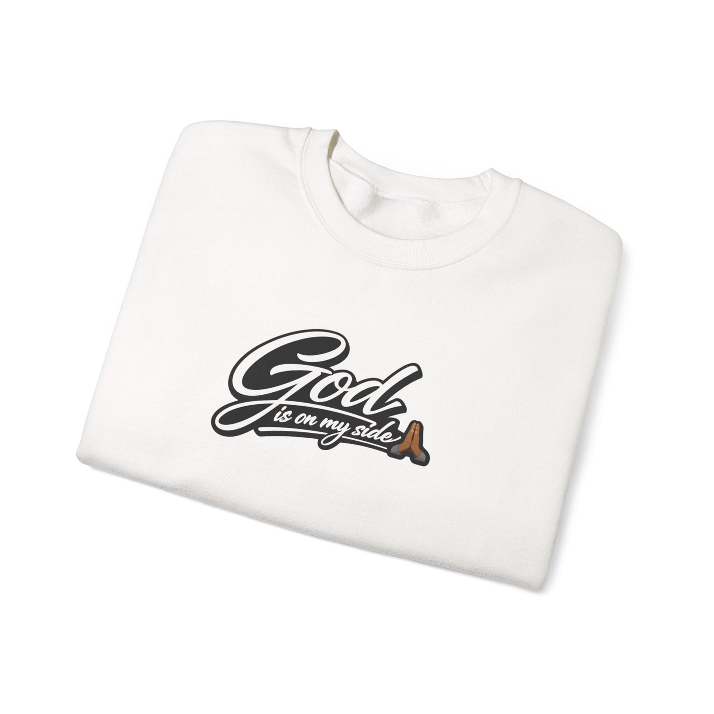 Crewneck Sweatshirt — "God Is On My Side" Faith Script Logo
