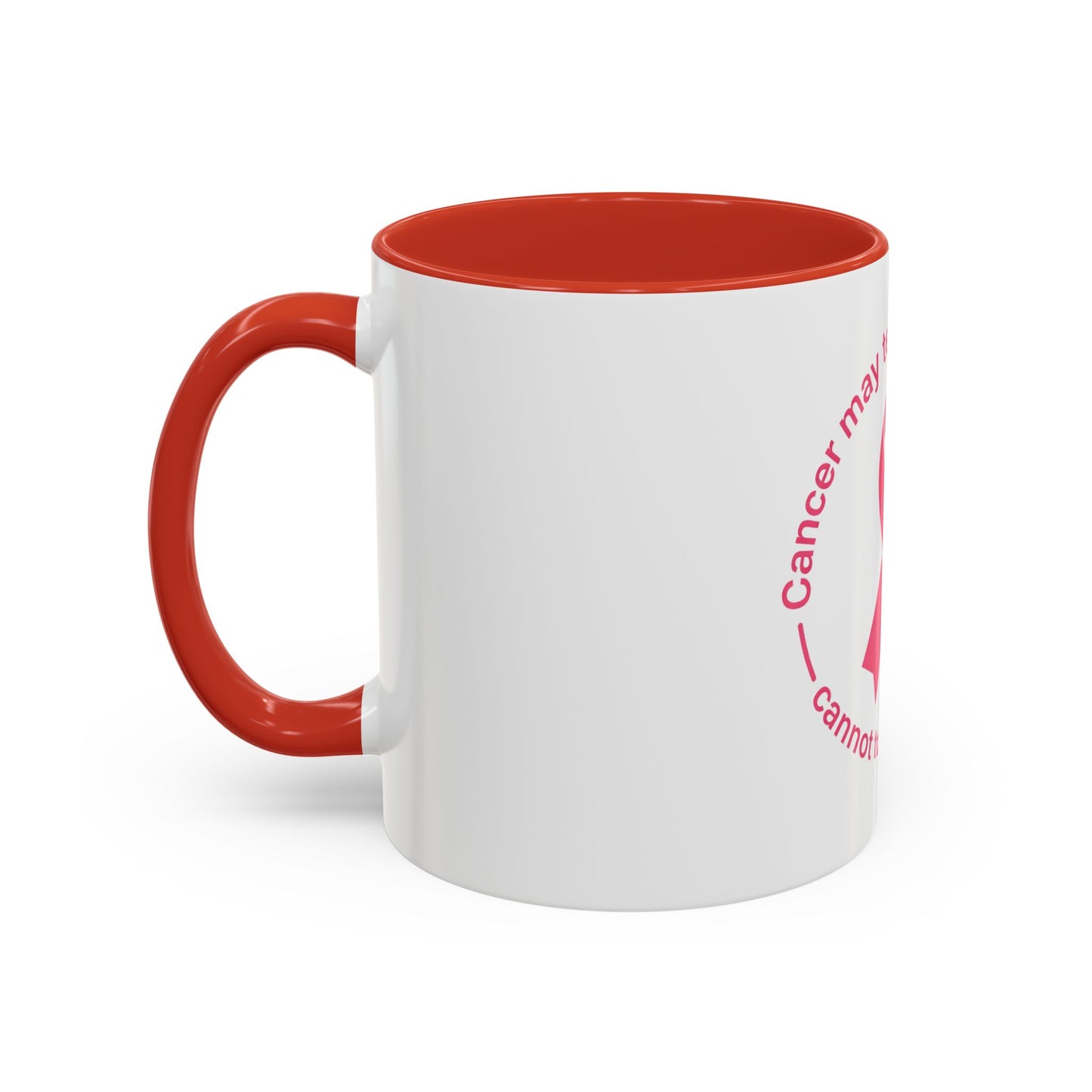 Cancer Faith Ribbon Mug – "Cancer may test my body, but it cannot touch my faith" Accent Coffee Mug