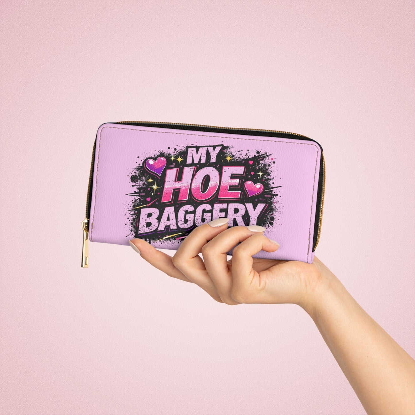 My Hoe Baggery Zipper Wallet – Funny Pink Graphic Wallet for Gardeners & Plant Lovers