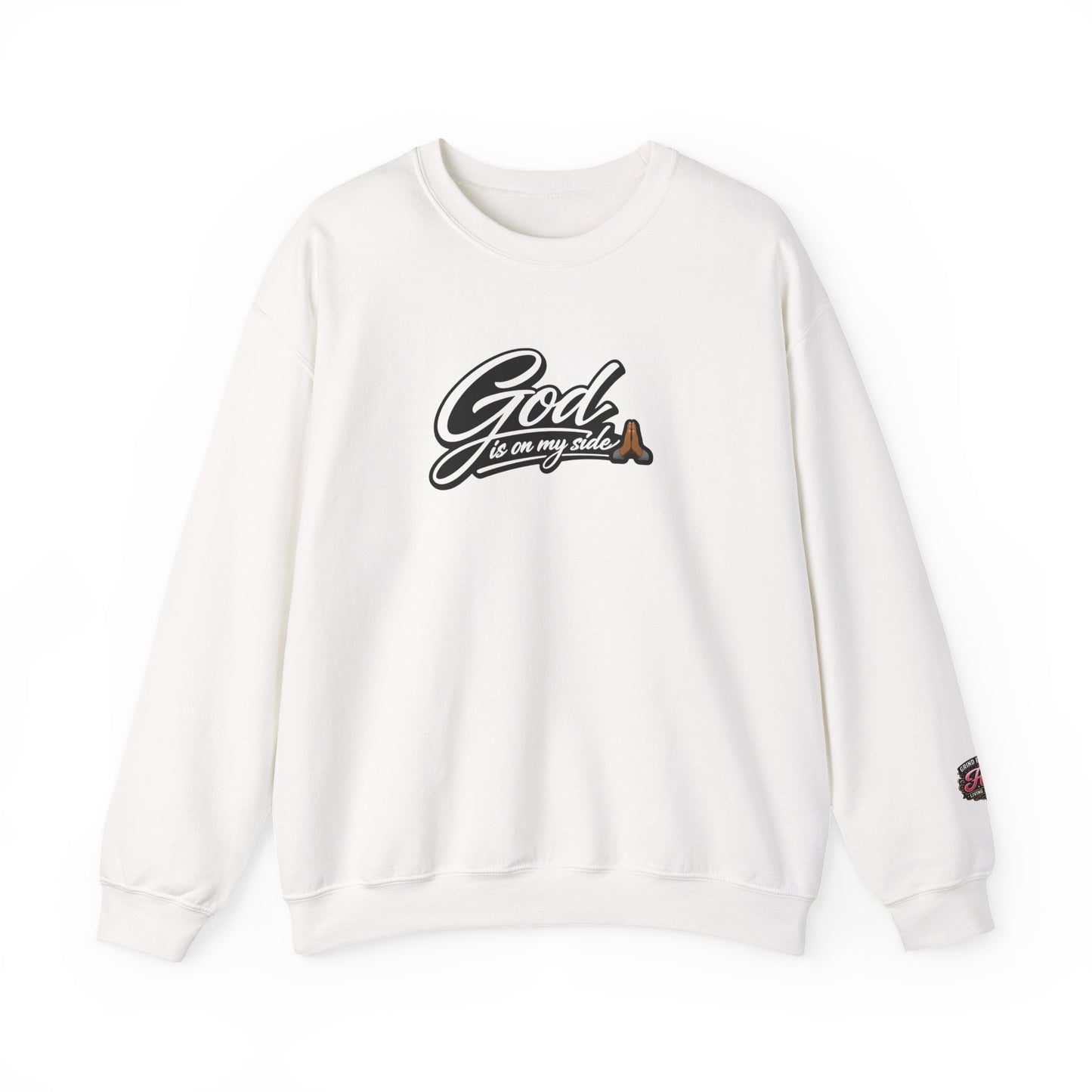 Crewneck Sweatshirt — "God Is On My Side" Faith Script Logo