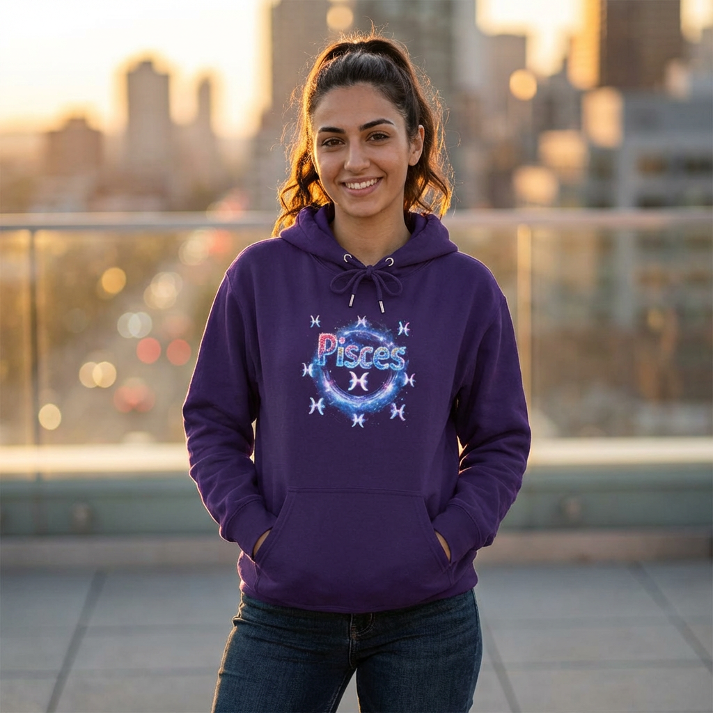 Pisces Zodiac Hoodie — 'Pisces Facts' Astrological Graphic Pullover