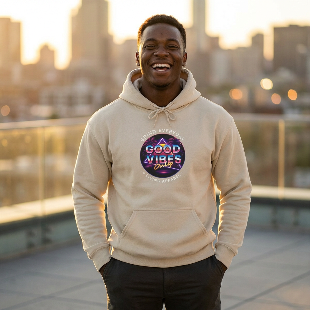 Good Vibes Hoodie – Neon Retro 'Grind Everyday' Graphic Hooded Sweatshirt