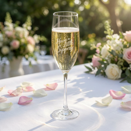 Engraved 8oz Champagne Flute — "Have a Little Sippery'" Celebration Glass