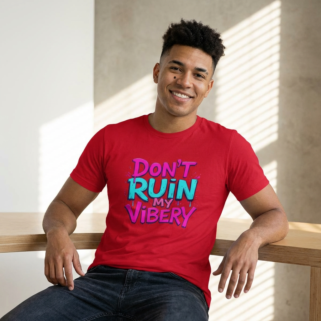 Don't Ruin My Vibery T-Shirt — Retro Neon Graphic Tee for Vibe-Lovers