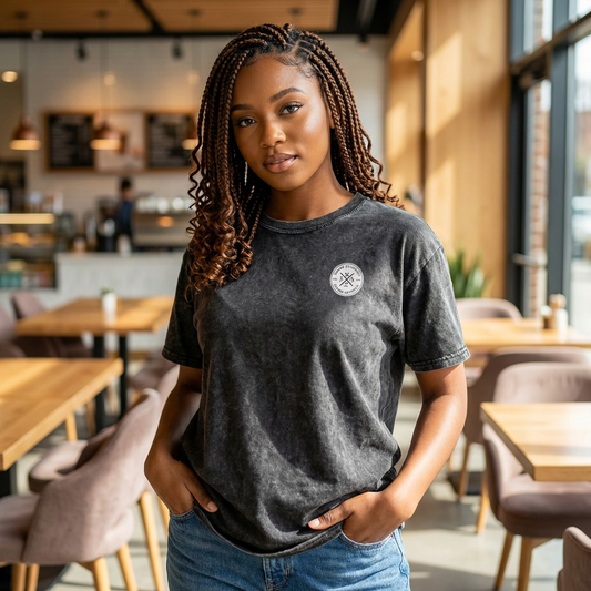 Mineral Wash T‑Shirt — “There’s No Such Thing As A Life That’s Greater Than Yours” Chest Logo