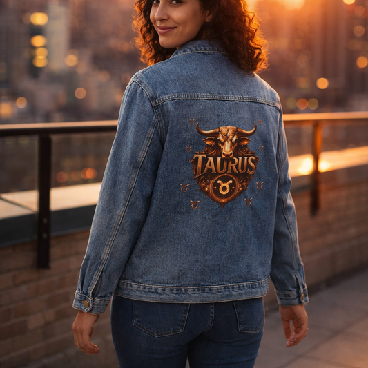 Denim Jacket — Taurus Zodiac Bull Back Patch