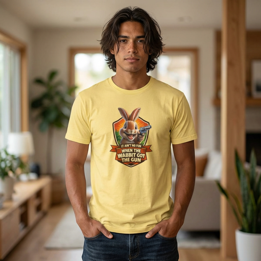 When the Wabbit Got the Gun Tee — Funny Rabbit Graphic T-Shirt
