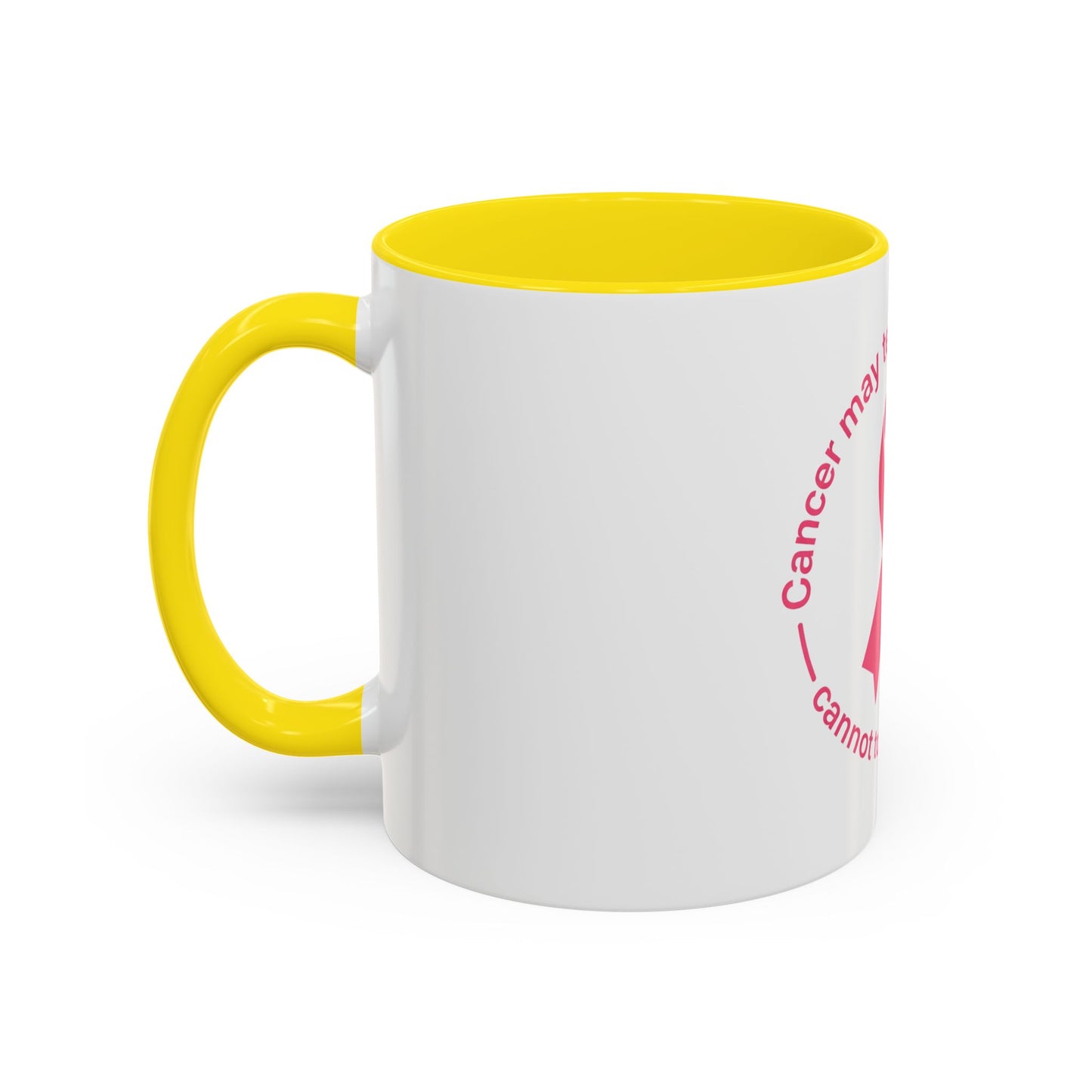 Cancer Faith Ribbon Mug – "Cancer may test my body, but it cannot touch my faith" Accent Coffee Mug
