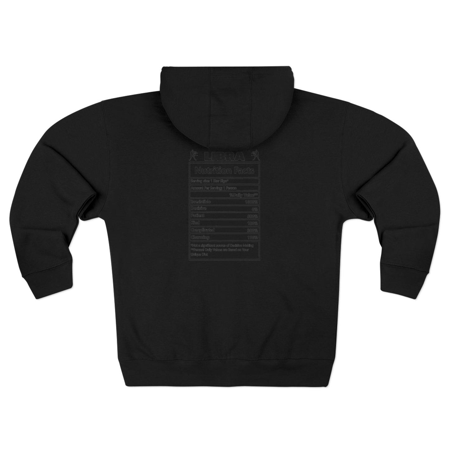 Libra Zip Hoodie — Zodiac Nutrition Facts Graphic Hoodie