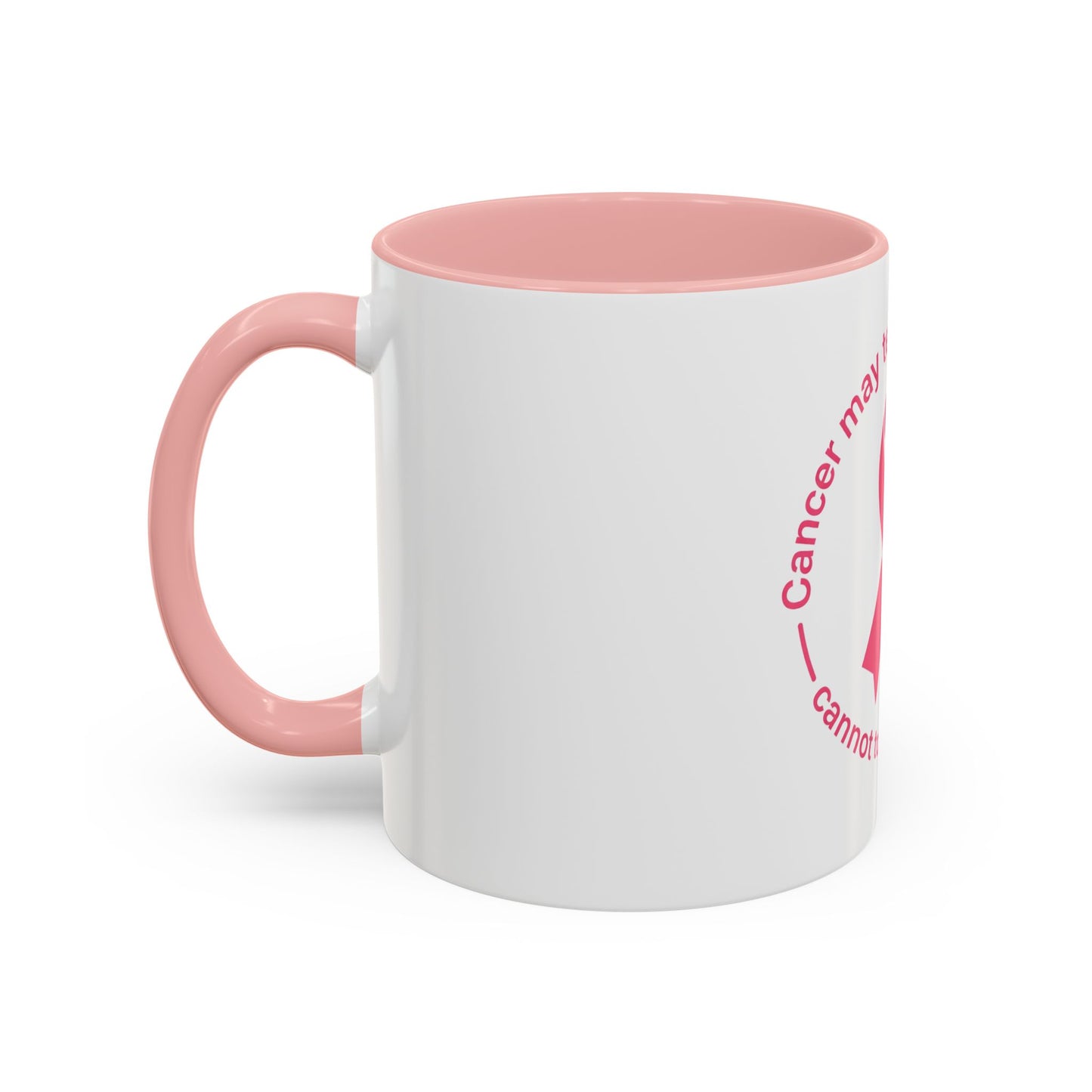 Cancer Faith Ribbon Mug – "Cancer may test my body, but it cannot touch my faith" Accent Coffee Mug