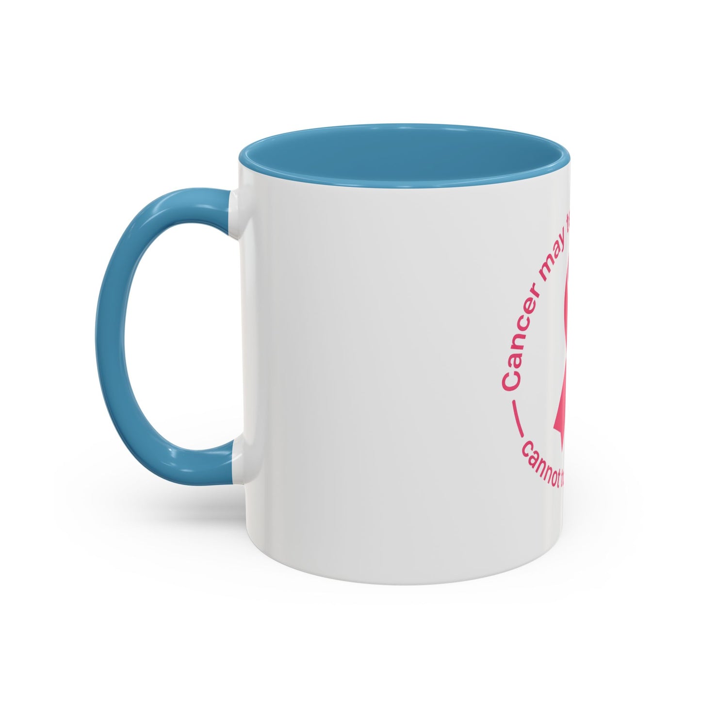Cancer Faith Ribbon Mug – "Cancer may test my body, but it cannot touch my faith" Accent Coffee Mug