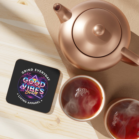 Hardboard Coaster — 'Good Vibes Only' Retro Neon Drink Coaster