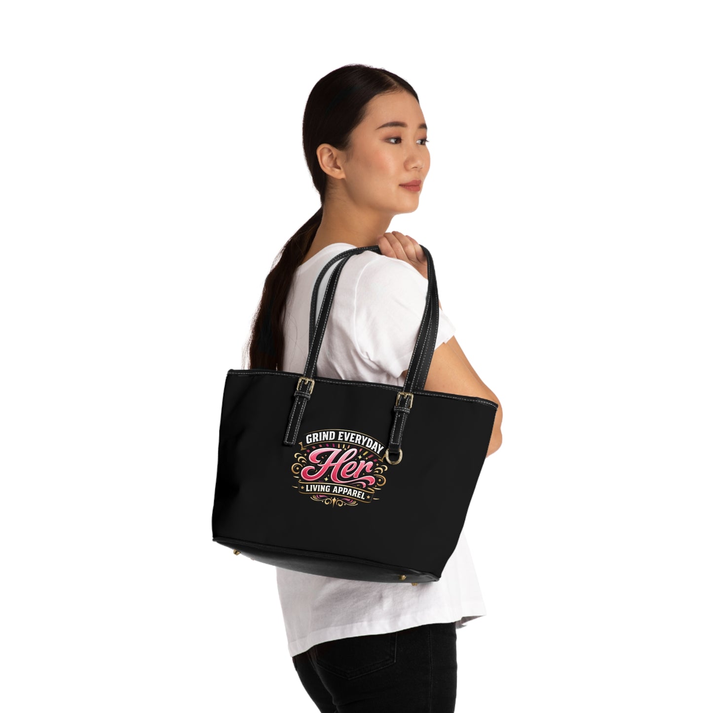 Her Grind Everyday PU Shoulder Bag — Motivational Tote for Women