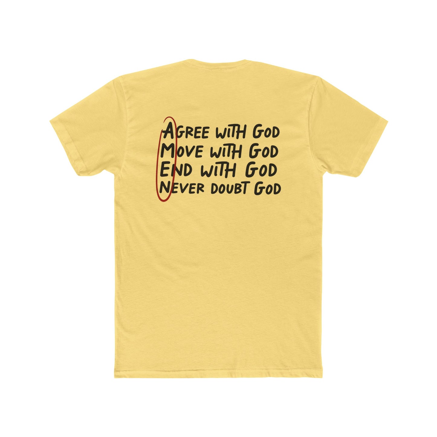Amen Faith T‑Shirt — "Agree, Move, Mend, Never Doubt God" Christian Crew Tee