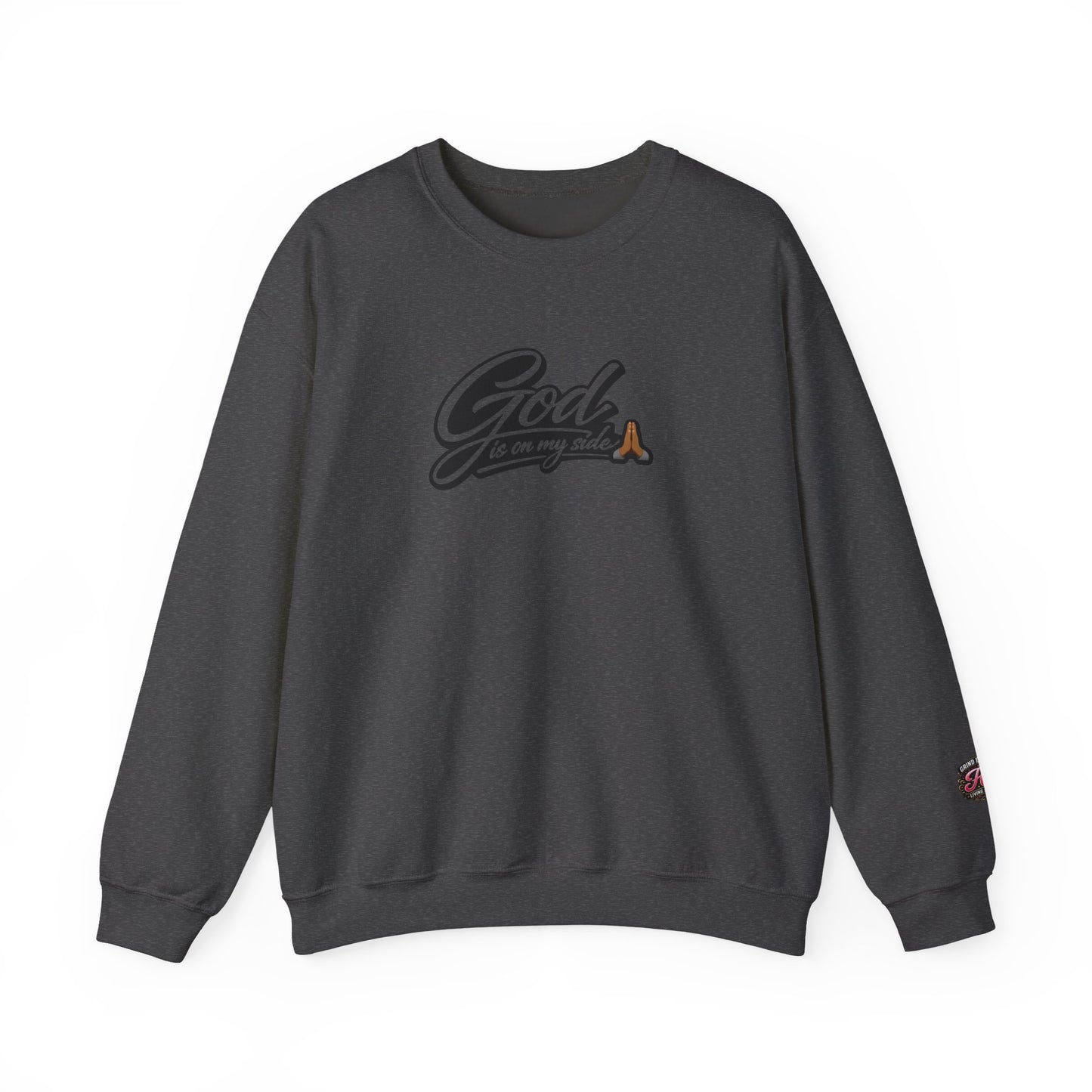 Crewneck Sweatshirt — "God Is On My Side" Faith Script Logo