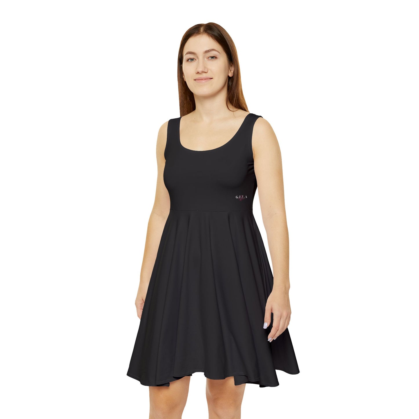Women's Skater Sun Dress - Minimal Black AOP Casual Dress