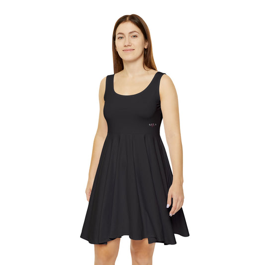 Women's Skater Sun Dress - Minimal Black AOP Casual Dress