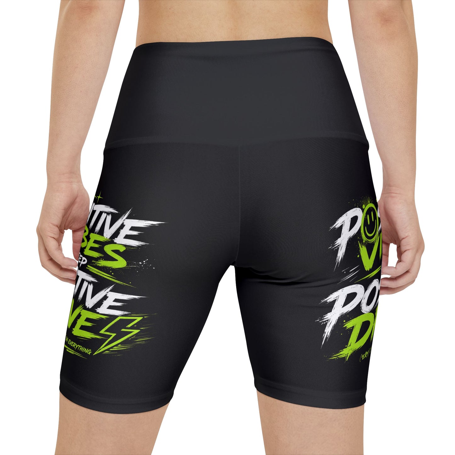 Positive Vibes Workout Shorts — Women's Motivational Gym Biker Shorts