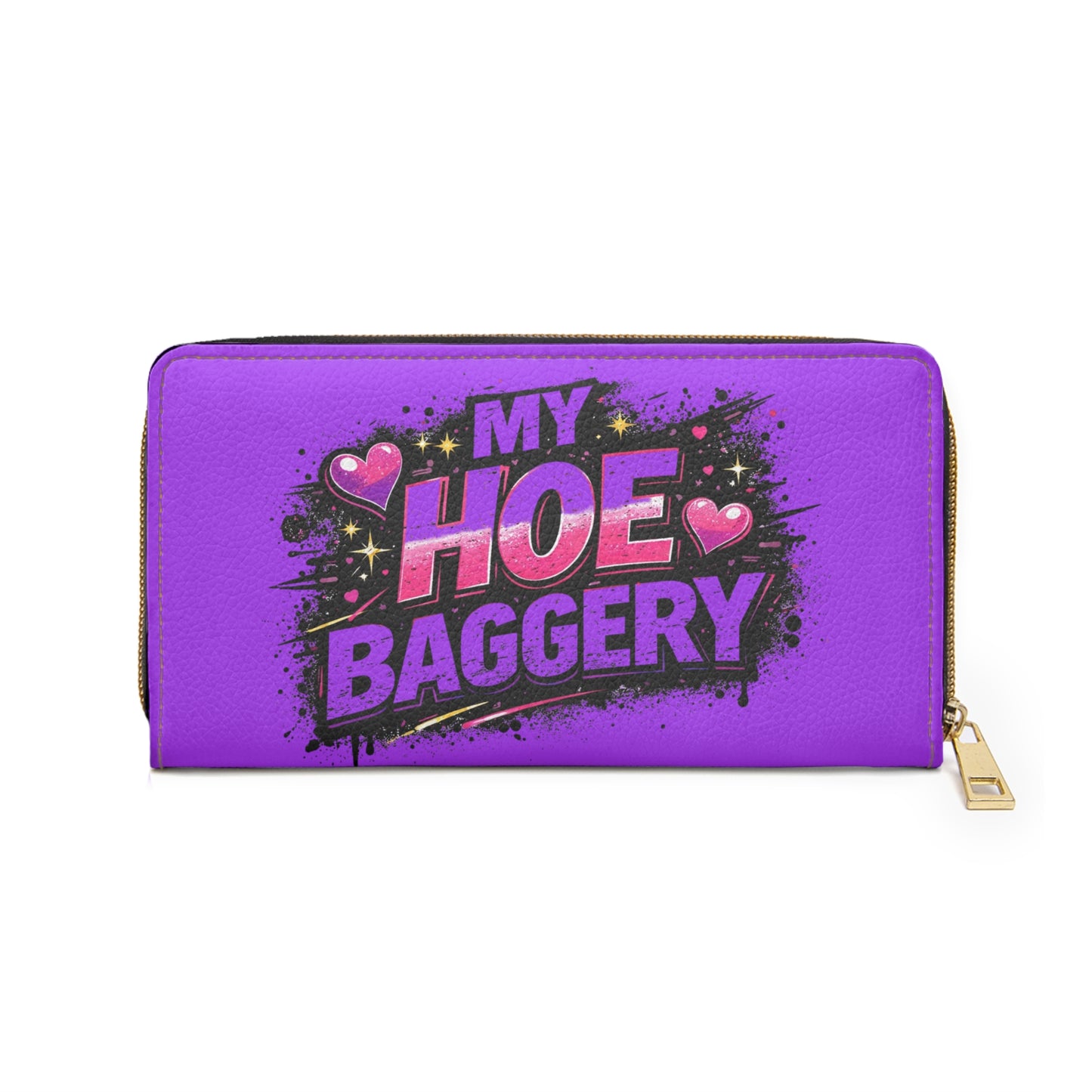 Zipper Wallet — "My Hoe Baggery" Bold Graphic Wallet (Purple)