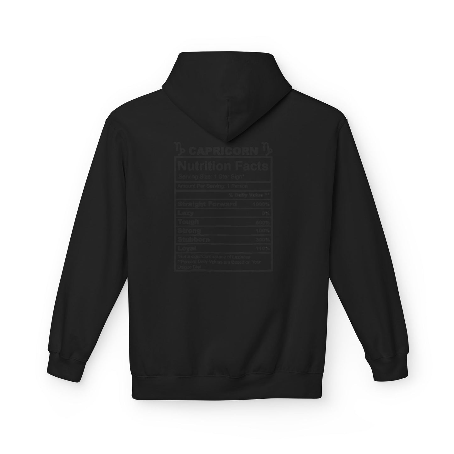 Capricorn Hoodie — Zodiac Nutrition Facts Graphic Sweatshirt