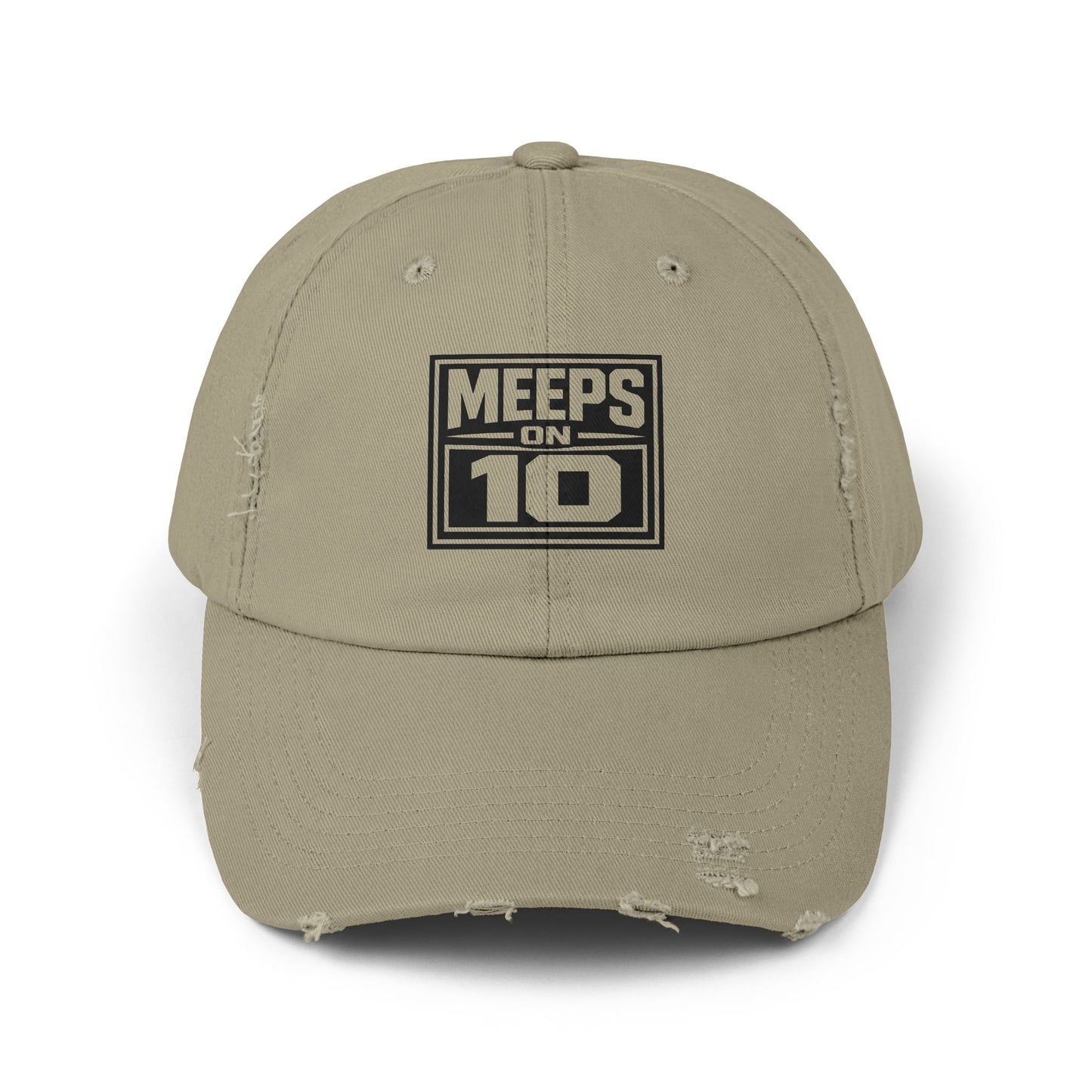 Meeps on 10 Distressed Baseball Cap
