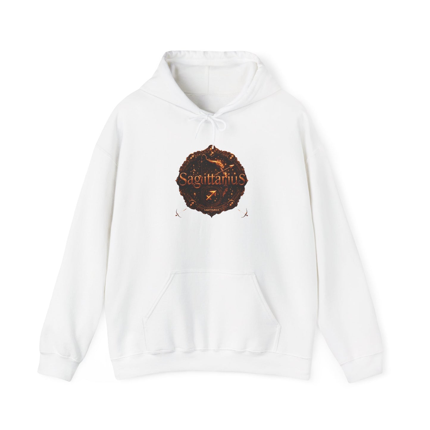 Sagittarius Zodiac Hoodie 2 – Astrological Flame Graphic with 'Sagittarius' & Nutrition Facts Back
