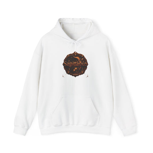 Sagittarius Zodiac Hoodie 2 – Astrological Flame Graphic with 'Sagittarius' & Nutrition Facts Back
