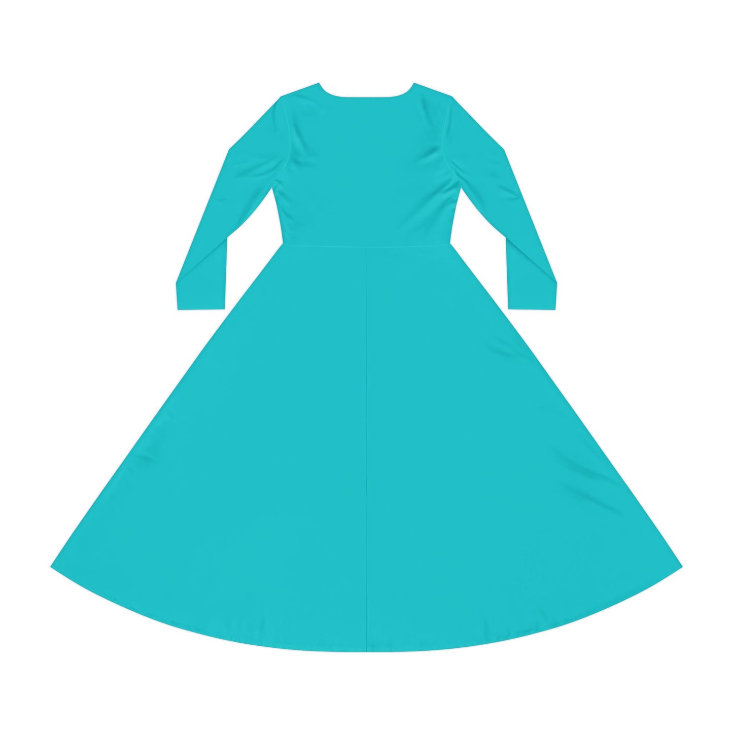"Gela Her"Turquoise Long Sleeve Dance Dress — Flowing Twirl Skirt for Practice & Performance