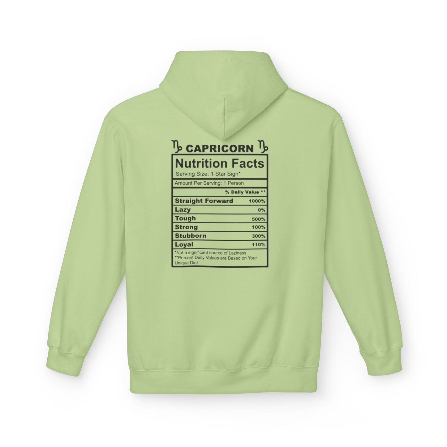 Capricorn Hoodie — Zodiac Nutrition Facts Graphic Sweatshirt