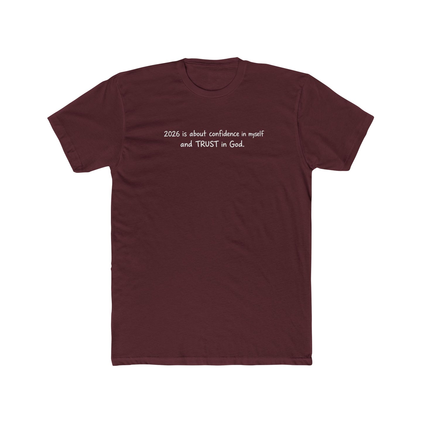 Faith Quote Tee — "Zero is about confidence a noun? and TRUST in God." Cotton Crew