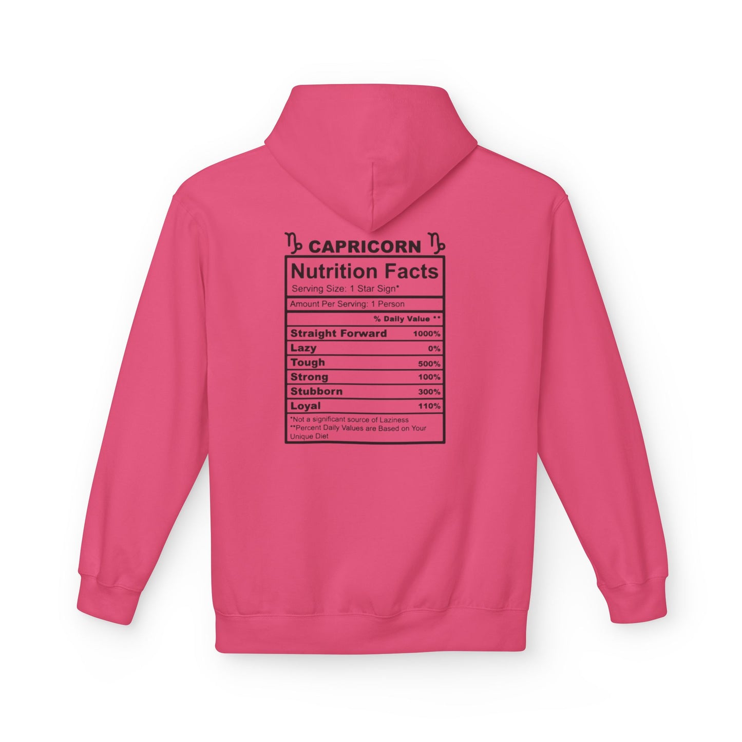 Capricorn Hoodie — Zodiac Nutrition Facts Graphic Sweatshirt