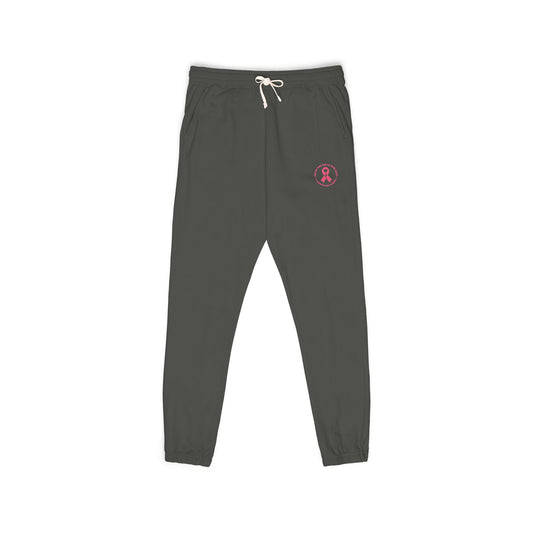 Embroidered Pink Ribbon Joggers — Cancer Awareness Sweatpants