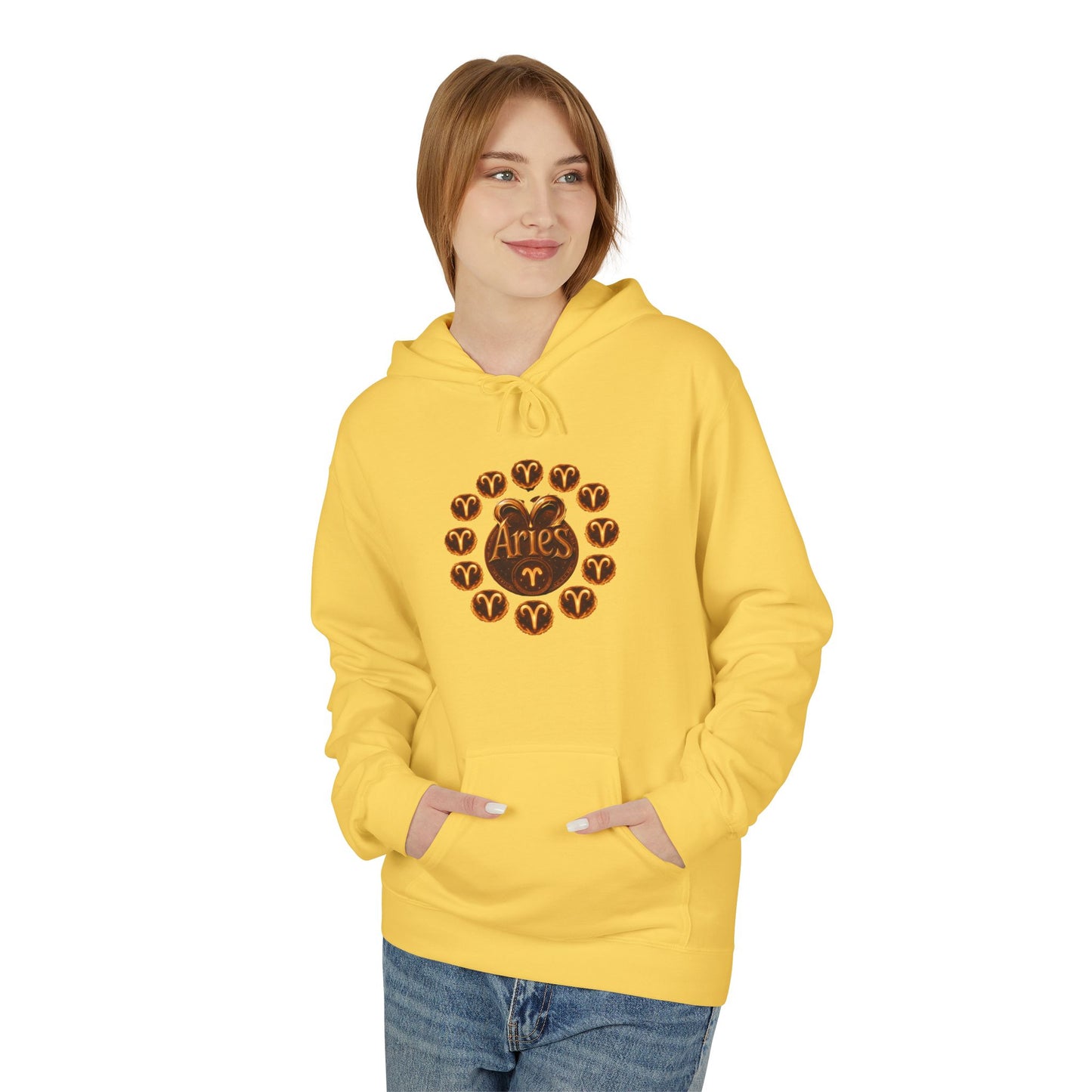 Aries Astrological Hoodie — Vintage Puck Circle Design