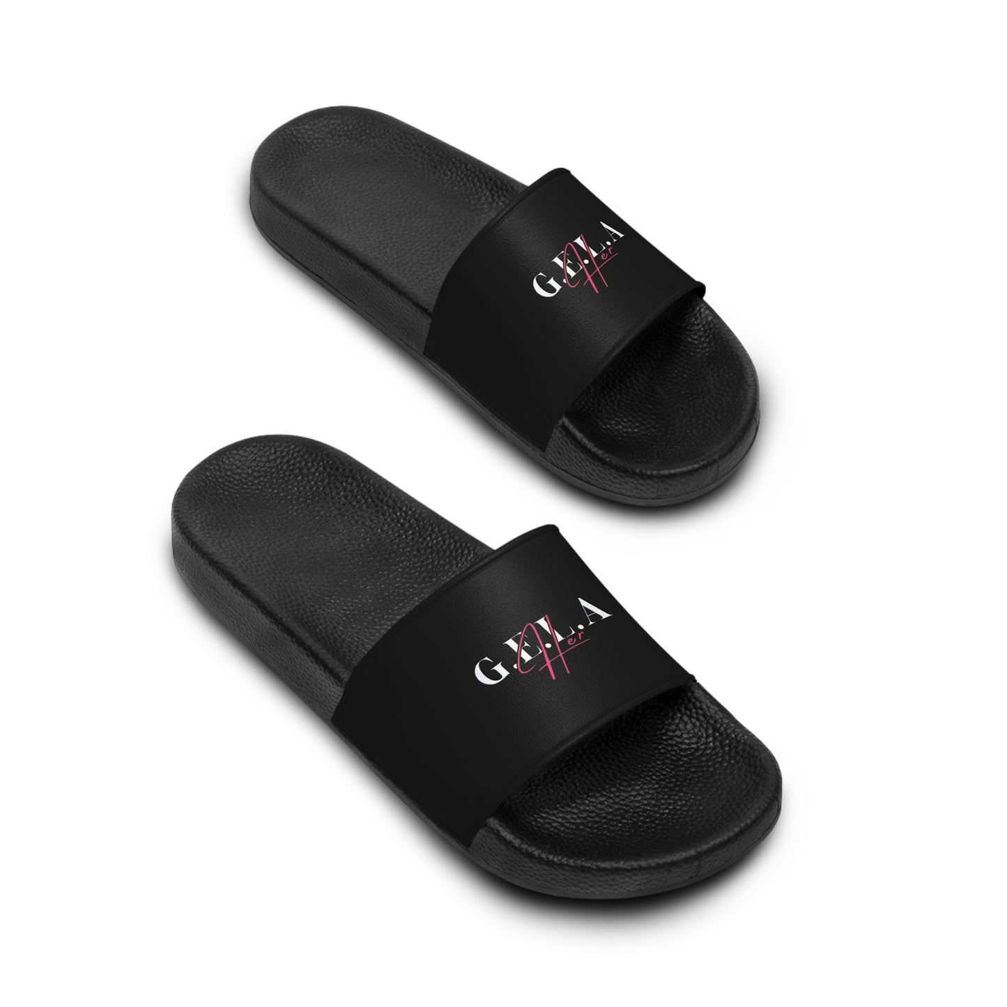 Slide Sandals — 'G.E.L.A' Script Logo Women's Summer Slides