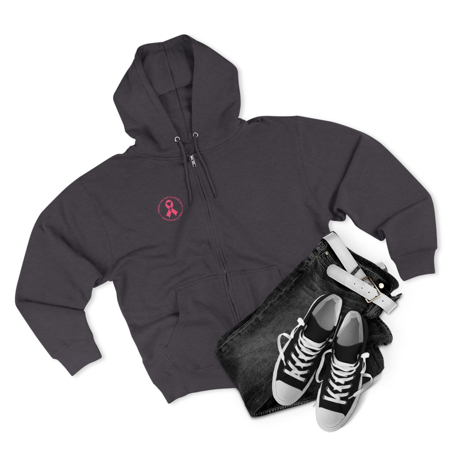 Zip Hoodie — Pink Ribbon Cancer Awareness Support Hoodie