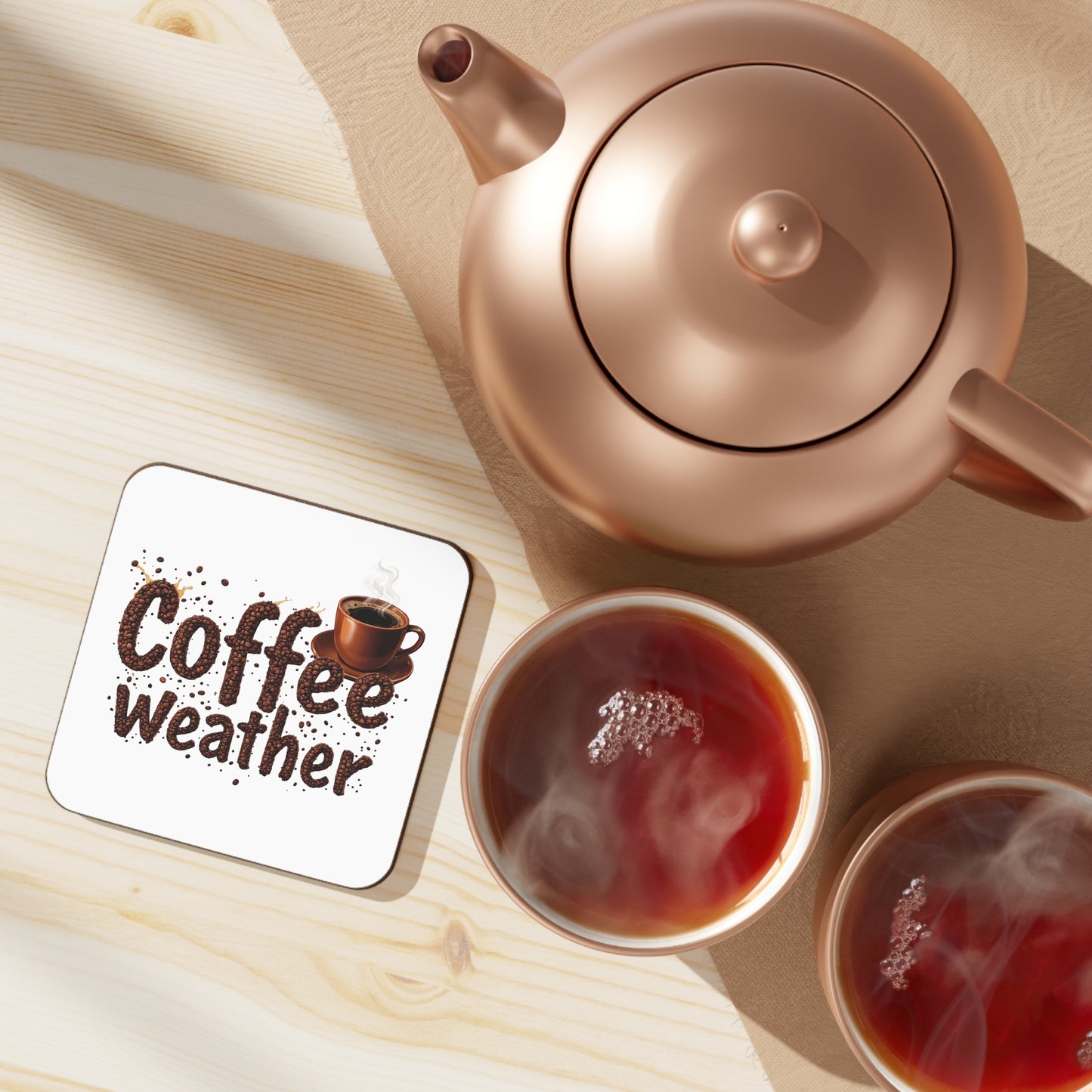 Coffee Weather Coaster — Ceramic Cup Drink Coaster with Coffee Bean Design