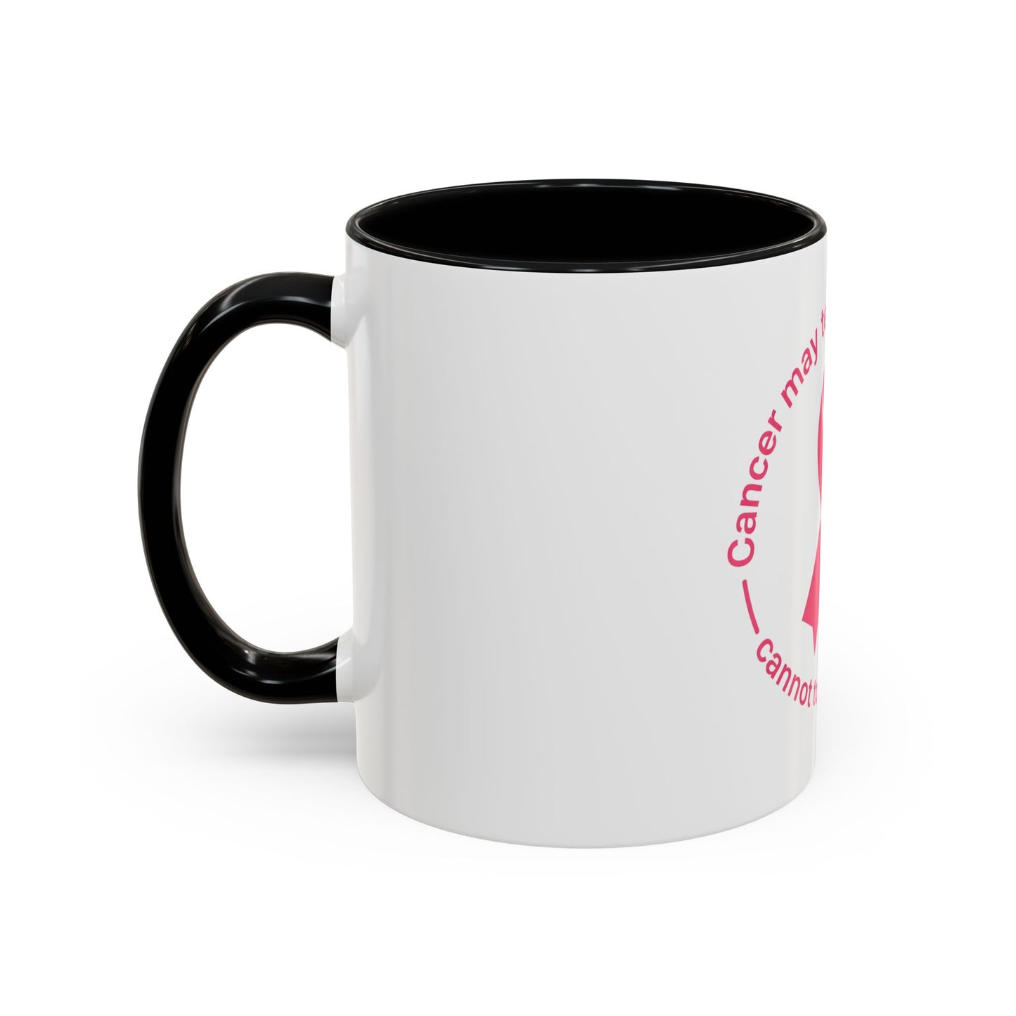 Cancer Faith Ribbon Mug – "Cancer may test my body, but it cannot touch my faith" Accent Coffee Mug