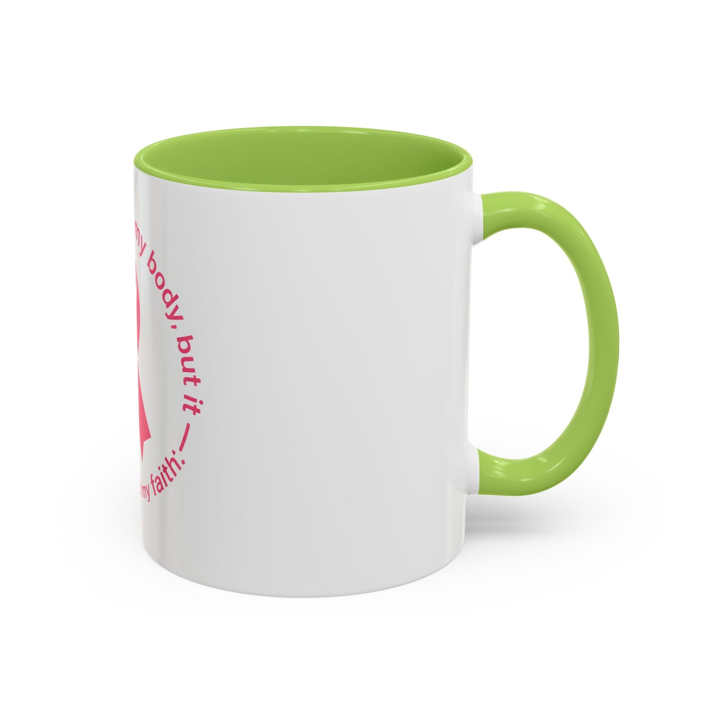 Cancer Faith Ribbon Mug – "Cancer may test my body, but it cannot touch my faith" Accent Coffee Mug