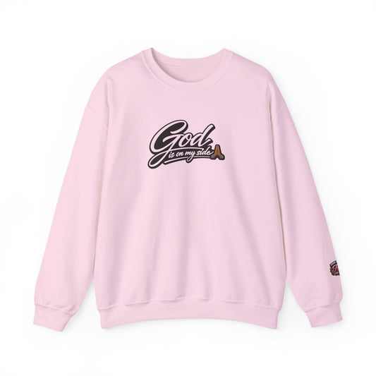Crewneck Sweatshirt — "God Is On My Side" Faith Script Logo